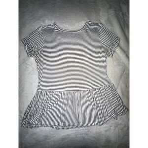 Striped Peplum Top - Short Sleeve, Casual‎ Tee, Women's Size Medium